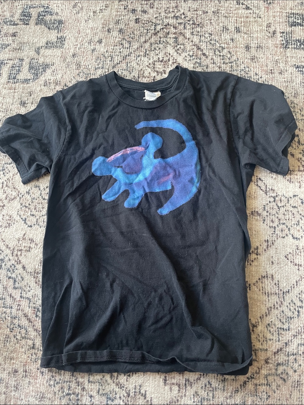 Disney The Lion King Port and Company Black Tee with Blue Cat Graphic